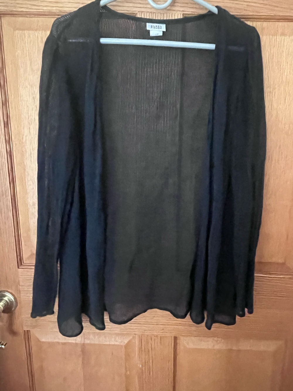 Eileen Fisher Linen blend Black Open-Front Sheer Cardigan